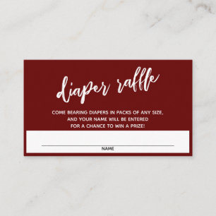 Modern Handwriting Burgundy Diaper Raffle Ticket Enclosure Card