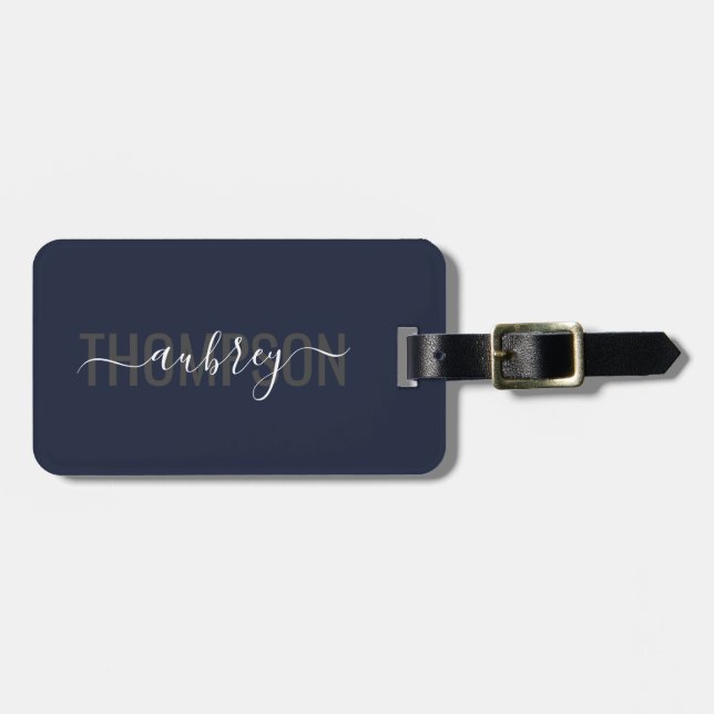 Modern Handwriting Calligraphy Name Simple Luggage Tag (Front Horizontal)
