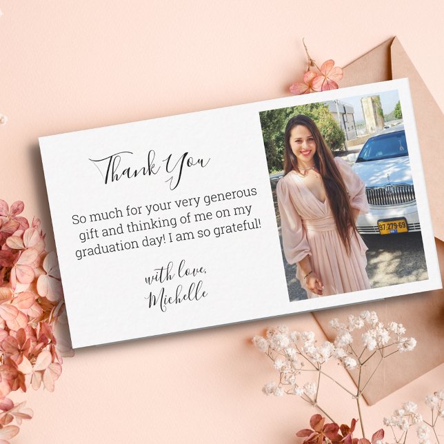 modern handwriting chic thank you graduation photo card (Creator Uploaded)