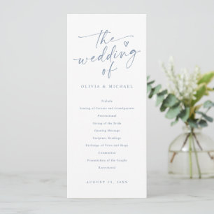 Modern Handwriting Dusty Blue Wedding Programs Programme