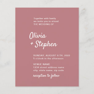 Modern Handwriting. Dusty Rose white Wedding Invit Flyer