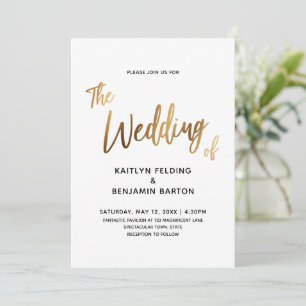 Modern Handwriting Gold Wedding Invitation