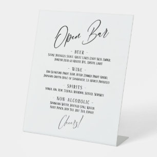 Modern Handwriting Headers Simple Open Bar Menu Pedestal Sign