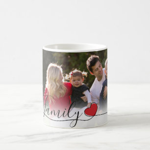 Modern Handwriting Heart Family Photo Coffee Mug