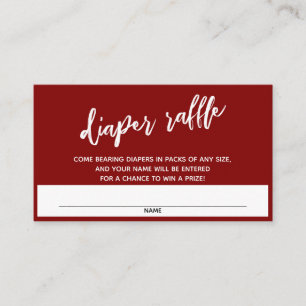 Modern Handwriting Maroon Diaper Raffle Ticket Enclosure Card