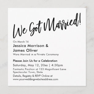 Modern Handwriting Minimalist We Got Married! Invitation