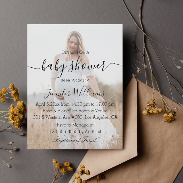 modern handwriting photo baby shower invitation   (Creator Uploaded)