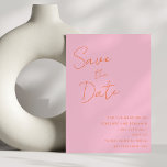 Modern  Handwriting Pink Orange Wedding Elegant Save The Date<br><div class="desc">Modern Handwriting Pink and Orange Wedding Elegant Save the Date</div>