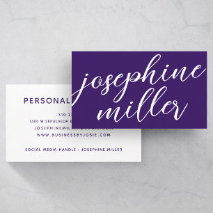 Modern handwriting purple   Custom Color Business Card