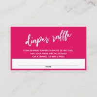 Modern Handwriting Raspberry Diaper Raffle Ticket