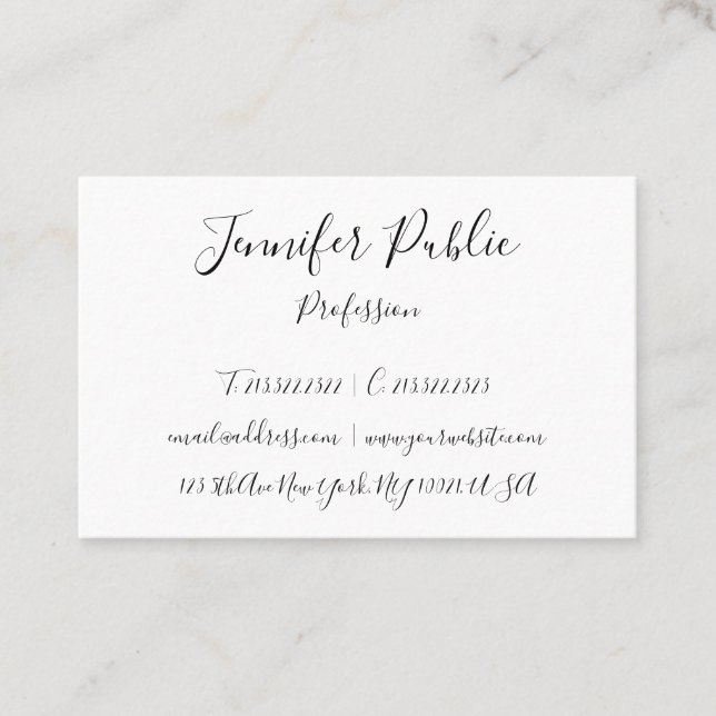 Modern Handwriting Script Elegant Minimalistic Business Card (Front)