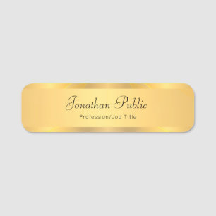 Modern Handwriting Script Glamour Gold Template Name Tag