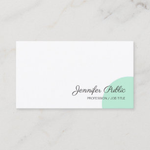 Modern Handwriting Script Name Mint Green White Business Card