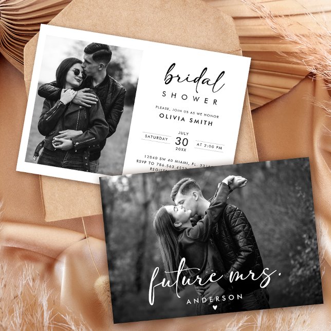 Modern Handwriting Script Photo Bridal Shower Invitation (Creator Uploaded)