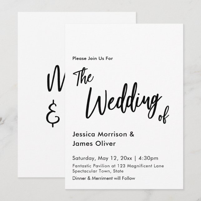 Modern Handwriting Simple Wedding Invitation (Front/Back)