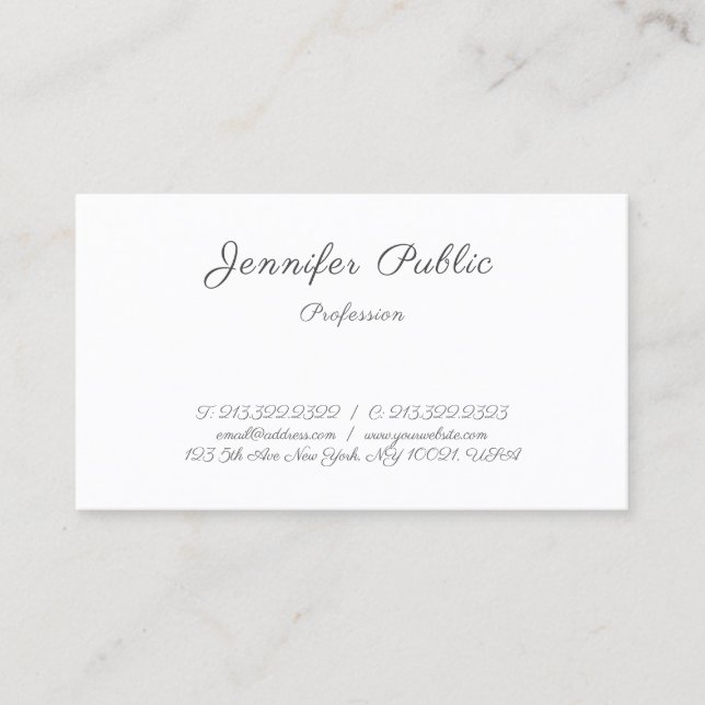 Modern Handwriting Stylish Simple Template Trendy Business Card (Front)