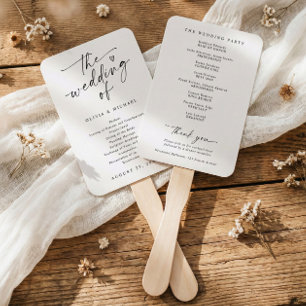 Modern Handwriting Trendy Elegant Wedding Programs Hand Fan