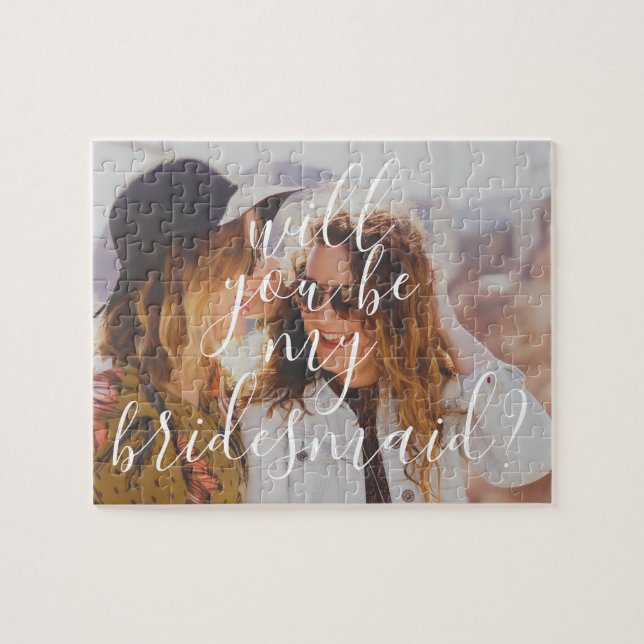 Modern Handwriting Will You Be My Bridesmaid Jigsaw Puzzle (Horizontal)