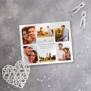 Modern Handwritten 6 Photo Wedding Save The Date