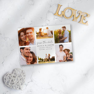 Modern Handwritten 6 Photo Wedding Save The Date