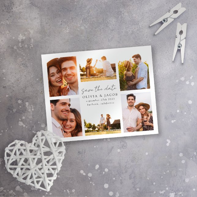Modern Handwritten 6 Photo Wedding Save The Date (Creator Uploaded)