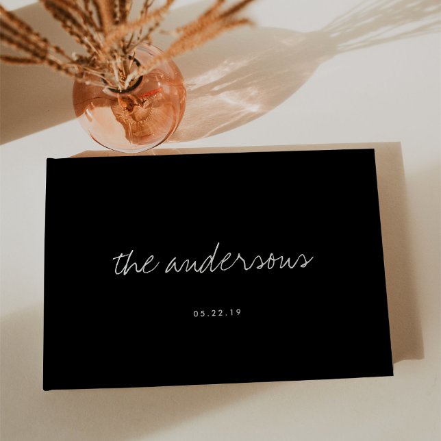 Modern Handwritten Black and White Wedding Guest Book (Creator Uploaded)