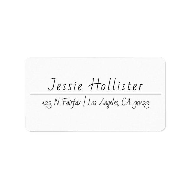 Modern Handwritten | Black & White Return Address Label (Front)