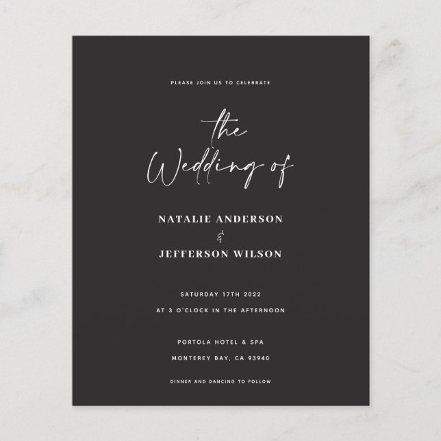 Modern handwritten budget wedding invitation flyer (Front)