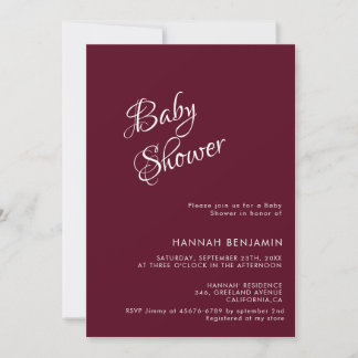 Modern handwritten calligraphy baby shower invitation