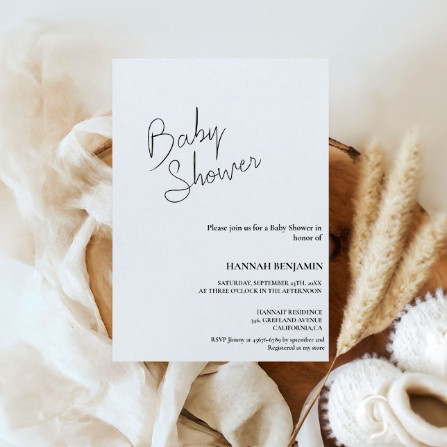 Modern handwritten calligraphy baby shower invitation (Creator Uploaded)