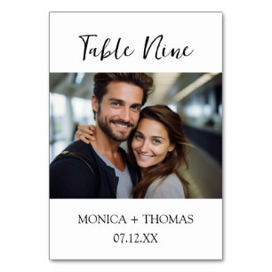 Modern Handwritten + Classic Serif Photo Table Number