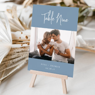 Modern Handwritten + Classic Serif Photo Table Number