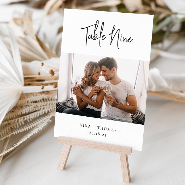 Modern Handwritten + Classic Serif Photo Table Number (3.5x5" photo table numbers)