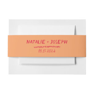Modern Handwritten Colourful Bright Retro Wedding  Invitation Belly Band