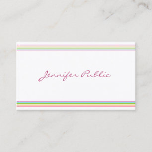 Modern Handwritten Colourful Striped Template Business Card