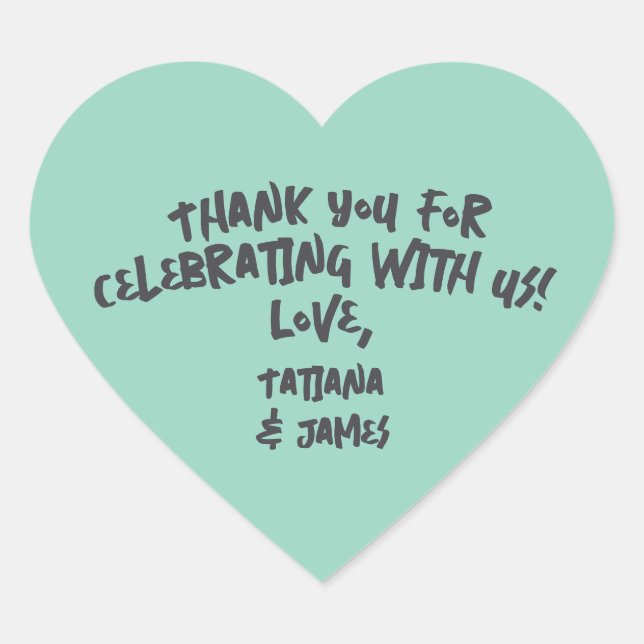 Modern Handwritten Custom Thank You Heart Favour Sticker (Front)