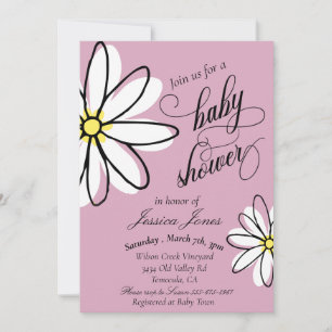 Modern Handwritten Daisy Doodle Baby Shower Invitation