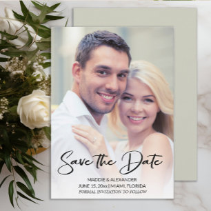 Modern Handwritten Engagement Photo Save The Date