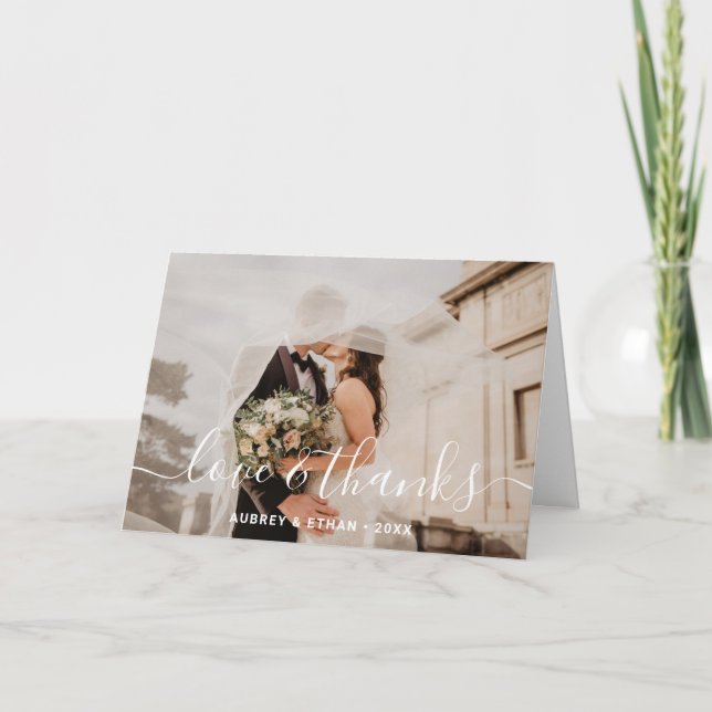 Modern Handwritten Font Photo Wedding Thank You (Front)