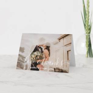 Modern Handwritten Font Photo Wedding Thank You Card