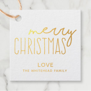 Modern Handwritten Gold Merry Christmas Favour Tags