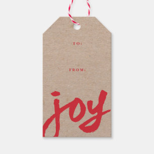 Modern Handwritten Joy Christmas Holiday Gift Tags