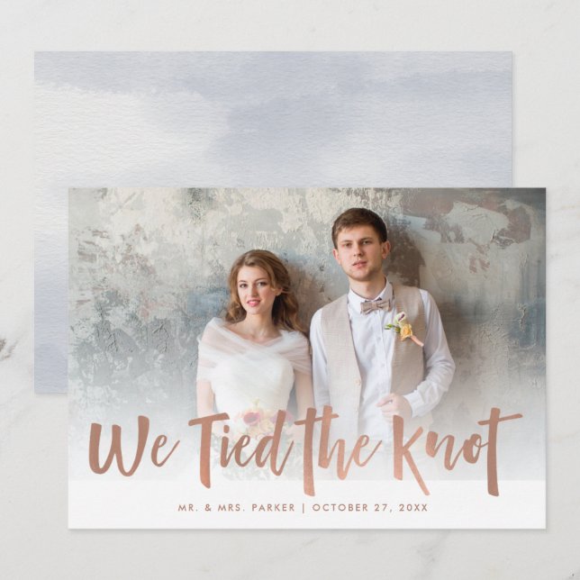 Modern Handwritten Just Married Photo Announcement (Front/Back)