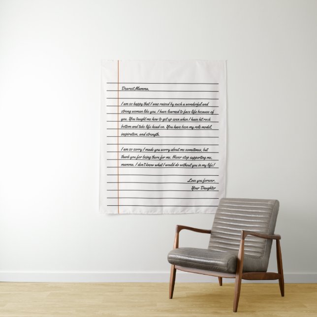 Modern Handwritten Letter Notebook Paper for Mum Tapestry (In Situ)