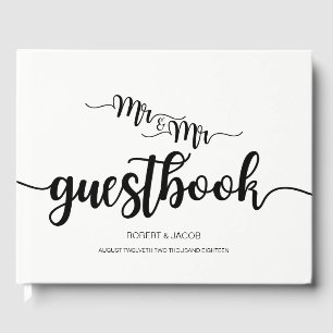 Modern Handwritten Mr. and Mr. Wedding Guestbook