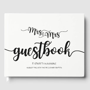 Modern Handwritten Mrs. and Mrs. Wedding Guestbook