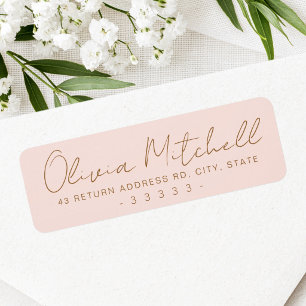 Modern handwritten name blush pink return address