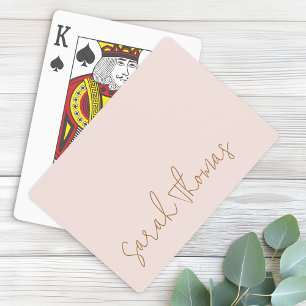 Modern handwritten name blush pink return address playing cards