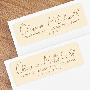 Modern handwritten name cream return address