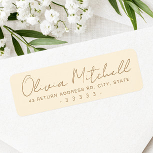 Modern handwritten name cream return address